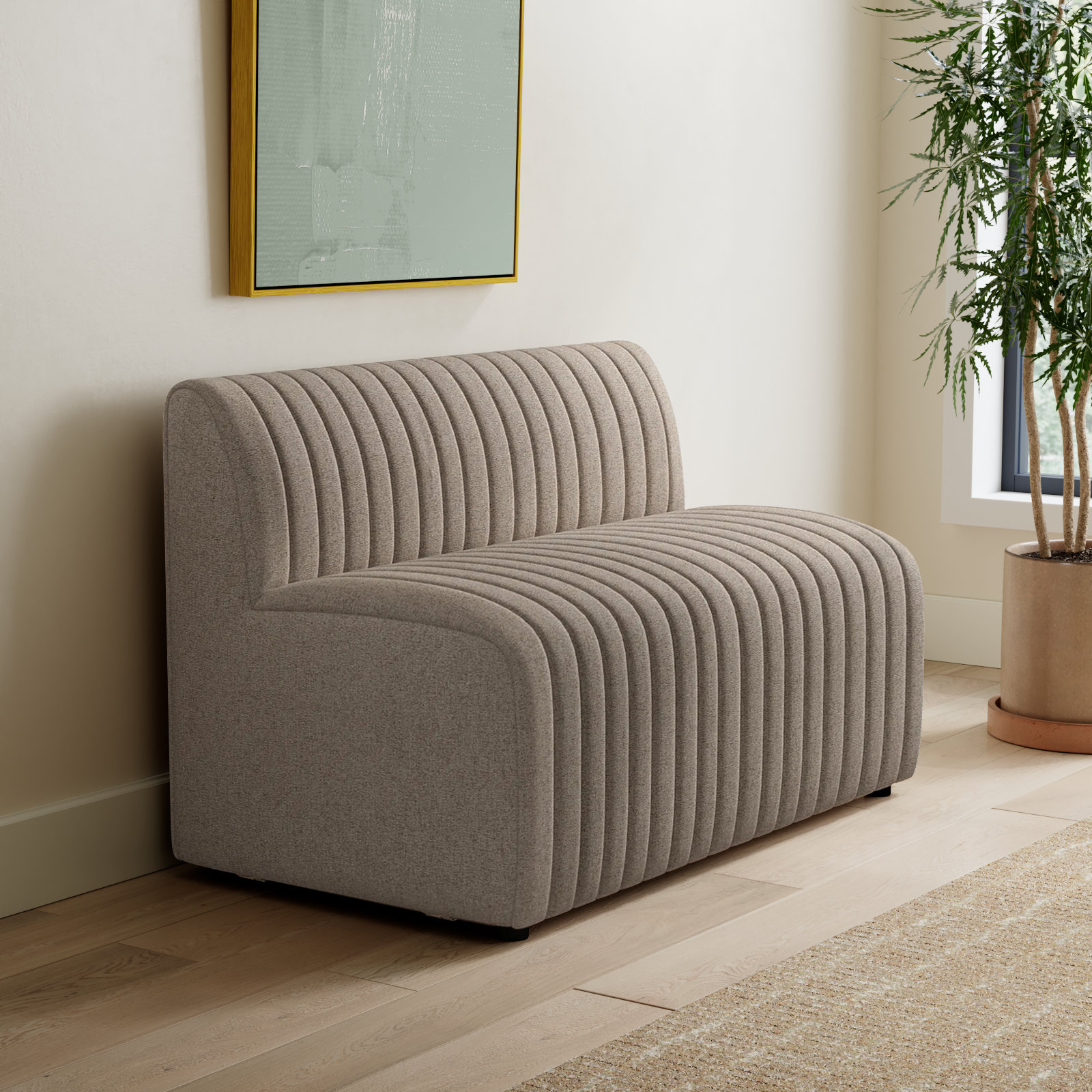 Brandt Bench, 31.5" H x 49" W x 28" D, Orly Natural Polyester