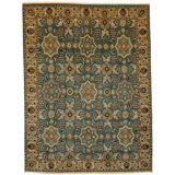 Oriental Hand-Knotted Wool Blue/Ivory Area Rug