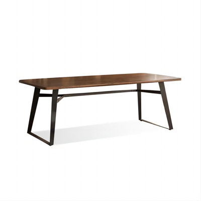 Brown + Black Rectangular Solid Wood + Iron Dining Table