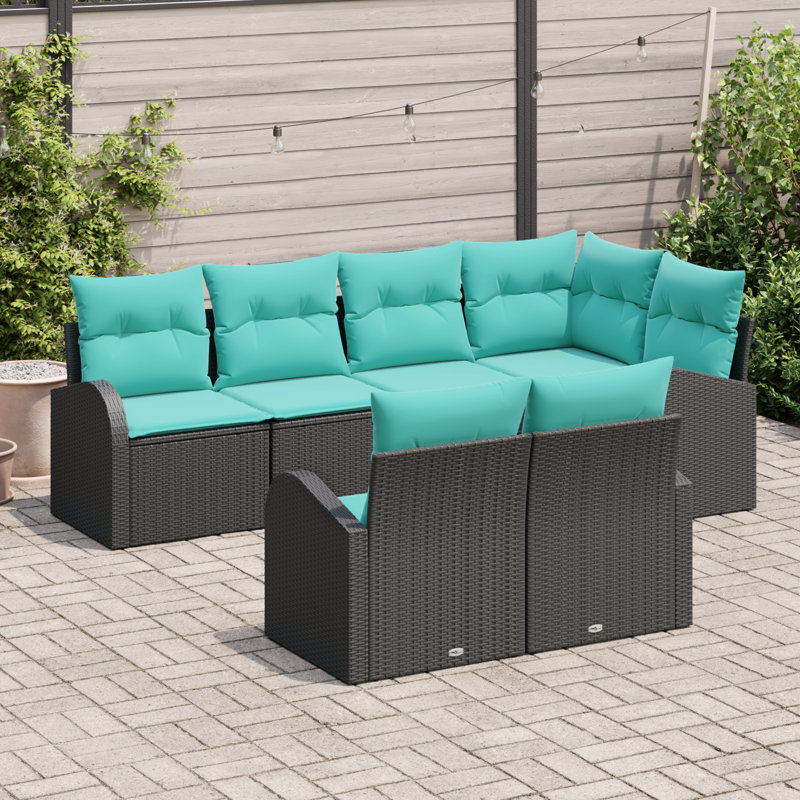 Ensemble de canapé de jardin vidaXL, Structure noire / Coussin bleu