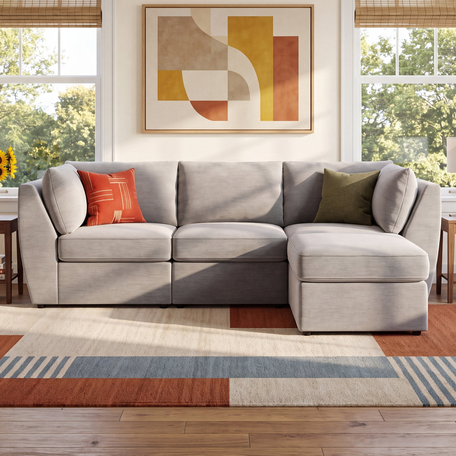 Caldwell 105" Modular Sofa, Evan Metal