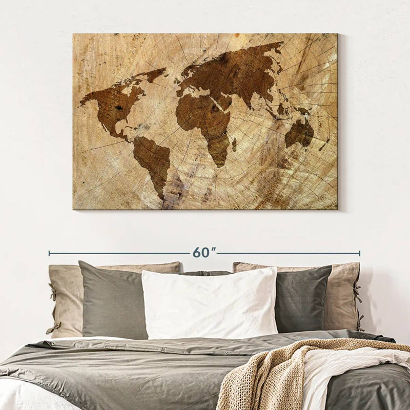 Aliaz Tree Stump World Map, 34" H x 51" W