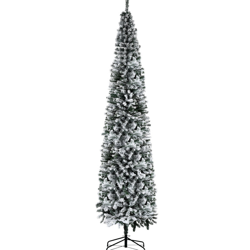 Arbre de Noël mince enneigé avec poids de 17,9 lb et base stable 1014 pointes