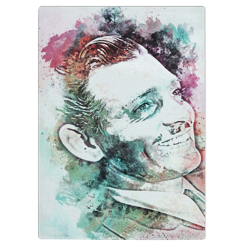 Tempered Glass Clark Gable Chopping Board, 20 cm W x 28.5 cm L