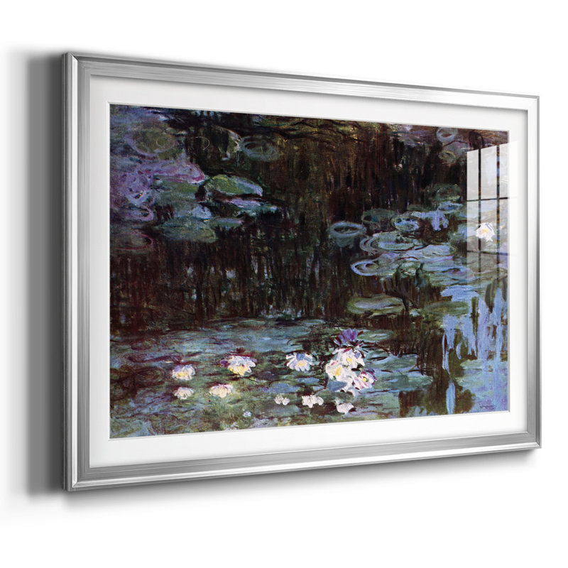 «Water Lillies # 1» par Claude Monet - Reproduction d'art, emmêlée et encadrée sous verre acrylique, grand art mural, Argent