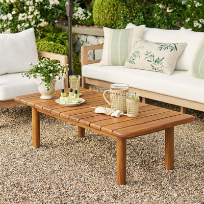 Bixler Patio Acacia Wood Coffee Table with Slatted Top