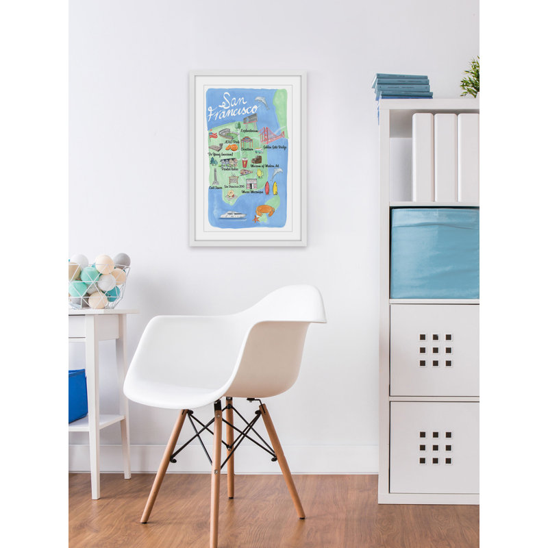 San Francisco Site Map - Single Picture Frame Print, 61cm H x 41cm W, White Framed