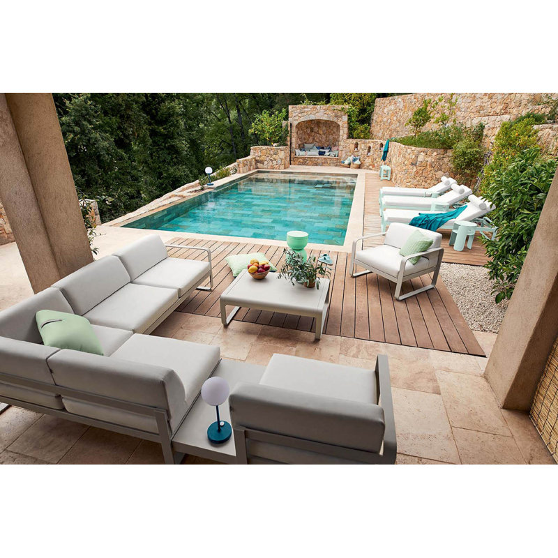 Bellevie Outdoor Side Table, 14" H x 41" L x 30" W, Cotton