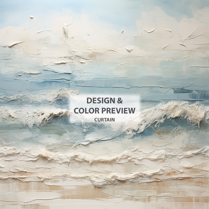 Peinture de plage côtière beige et bleue - Rideau de plage obscurcissant Coastal Beach - 1 panneau, L 52 po x L 63 po