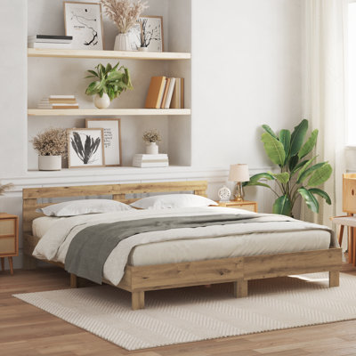 Vidaxl Wood Bed Frame with LED Durable