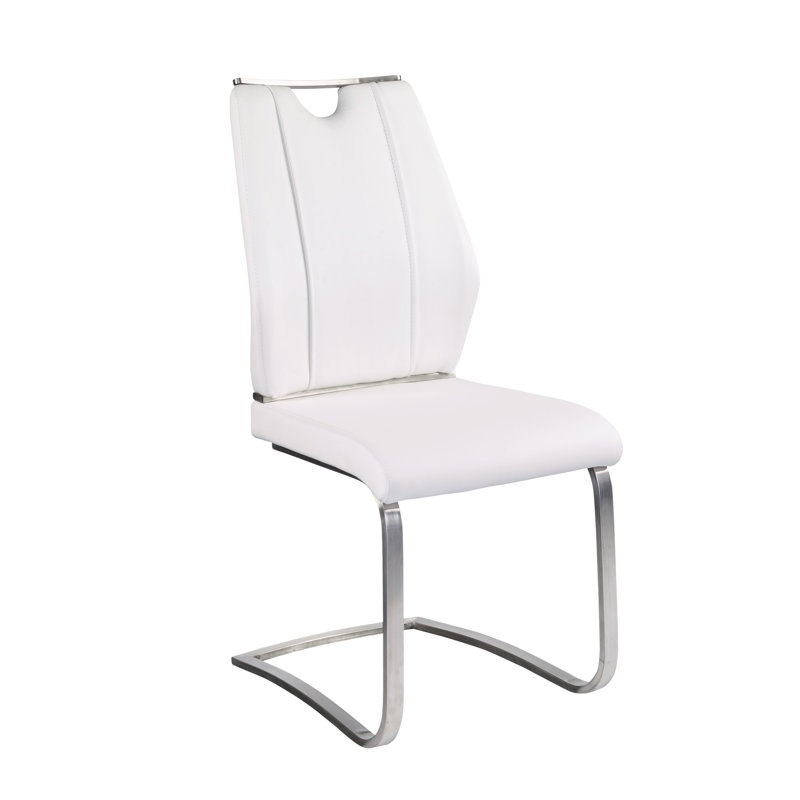 Chaise d'appoint rembourrée Gingerich, Similicuir blanc