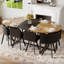 Ensemble de table de salle à manger moderne 9 pièces avec chaises en polyuréthane noir, style industriel pour les repas de famille