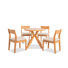 Ensemble de salle à manger de patio 5 pièces en bois d'eucalyptus avec chaise rembourrée