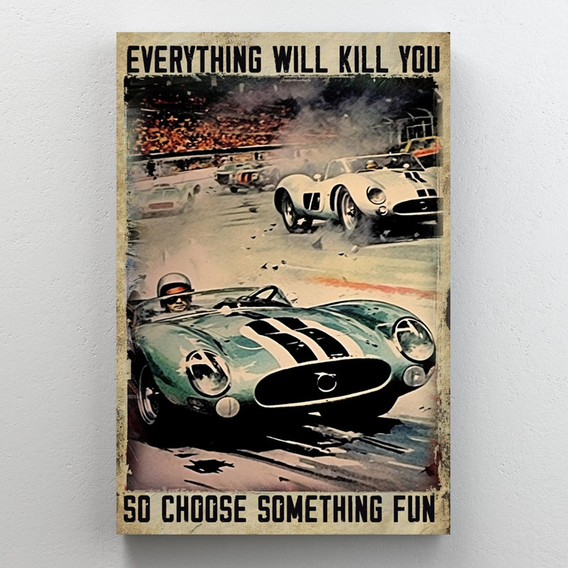 Car Racing Choisir quelque chose amusant - 1 pièce, impression d'art graphique rectangulaire sur toile tendue