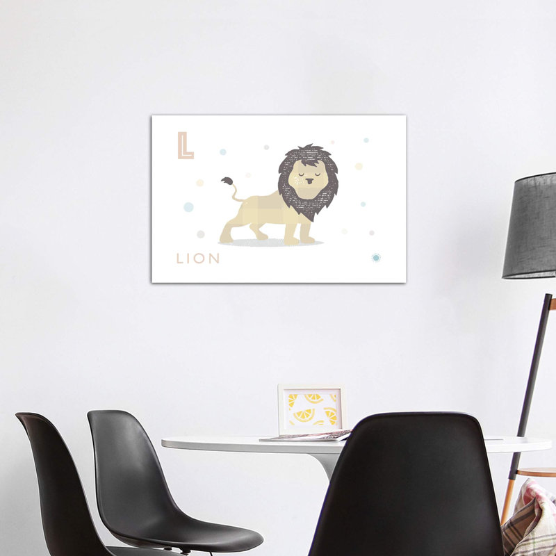 Lion - reproduction d'impression, H 32 po x l 48 po x 1,5 po, Toile tendue, Pas de tapis
