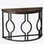 Console demi-lune pour le hall d'entrée, canapé industriel semi-circulaire de 43 pouces avec base géométrique, table d'appoint en bois pour le salon, couloir, vestibule, entrée, brun rustique