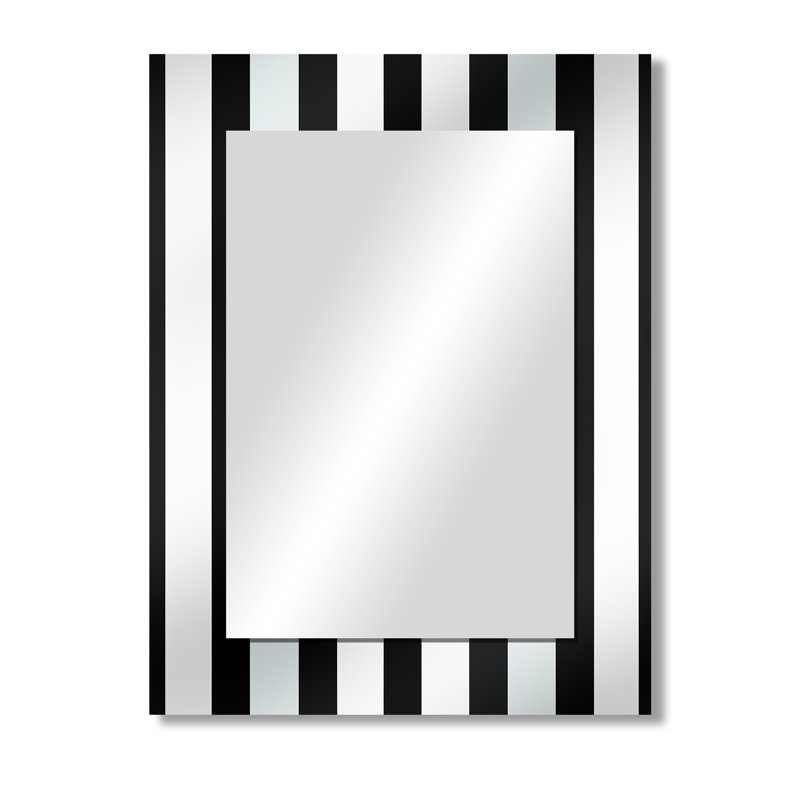 Karpinski Black And White Striped Lines Harmony - striped  Decorative Wall Mirror, Modern Mirror, Printed Metal Art