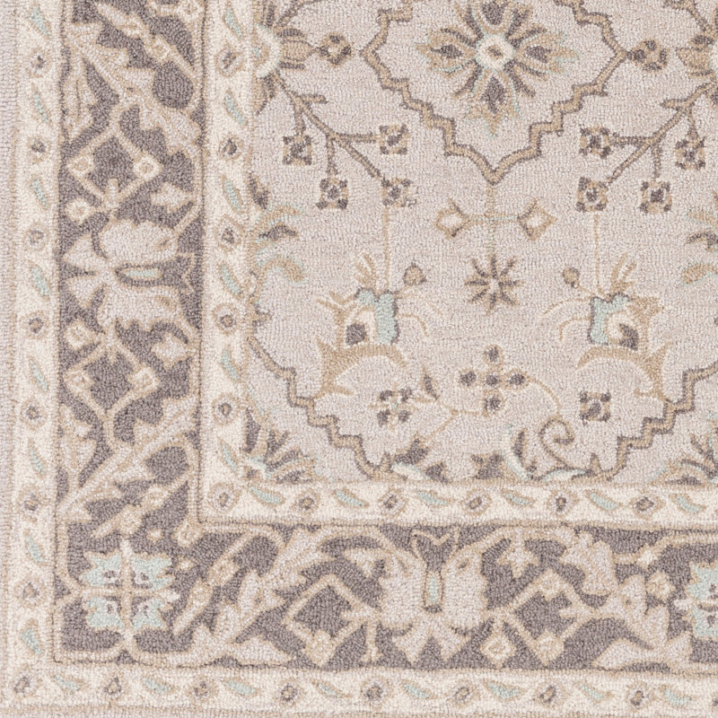 Castille Hand Tufted Wool Ikat Area Rug in Taupe/Charcoal, Rectangle 4' x 6'