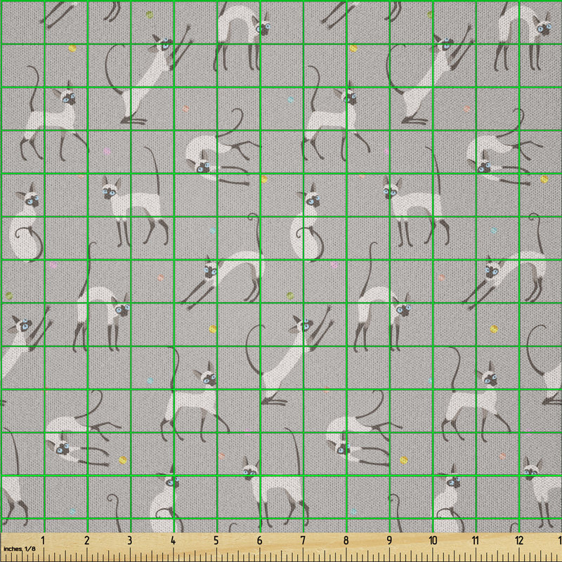 Dayonna Siamese Cat Playing and Posing Multi-Purpose Fabric