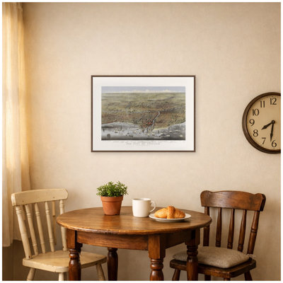 «Chicago City» par Currier & Ives, reproduction d'art sur toile encadrée