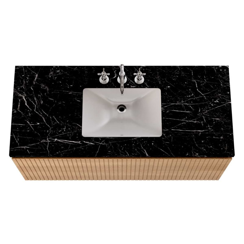 Melrose Single Vanity, Black, 48", White Ash