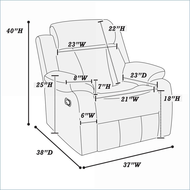 Fauteuil inclinable manuel simple avec accoudoirs coussinés Appui-tête | Brun | Cuir PU