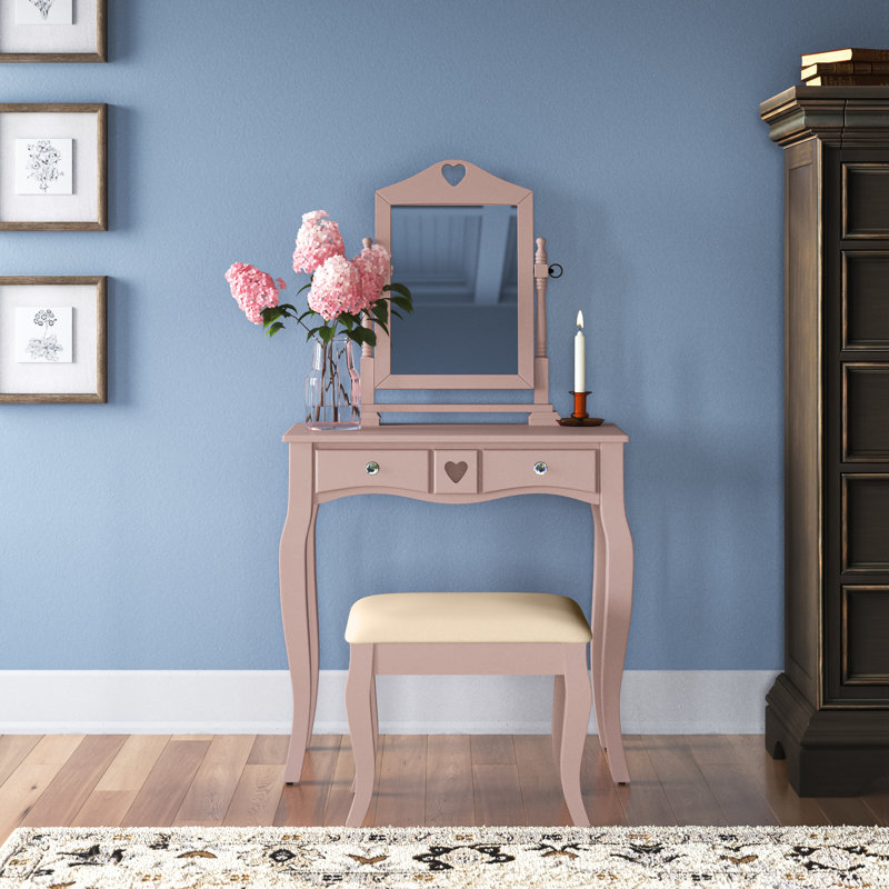 Cambrai Dressing Table with Mirror, Pink