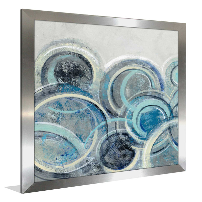 " Variation Blue Grey II ", 21.5" H x 21.5" W x 0.75" D, Silver Framed