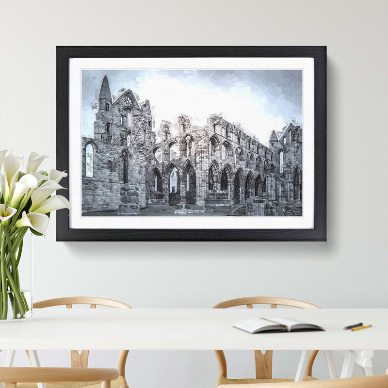 Ruins of Whitby Abbey in England in Abstract - Picture Frame Photograph Print, Black, 35cm H x 50cm W x 2cm D