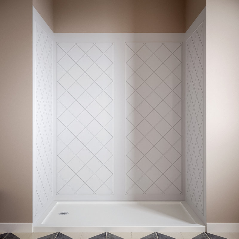 Rideau de douche en alcôve à colle blanche 4 pièces L 32 po x l 60 po x H 76 po Streamline DSH-1580-169