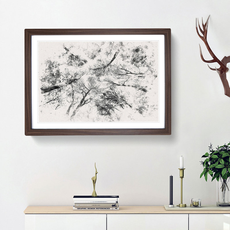 Vaulted Tree Branches Watercolour - Framed Print, 62cm H x 87cm W x 2cm D, Walnut