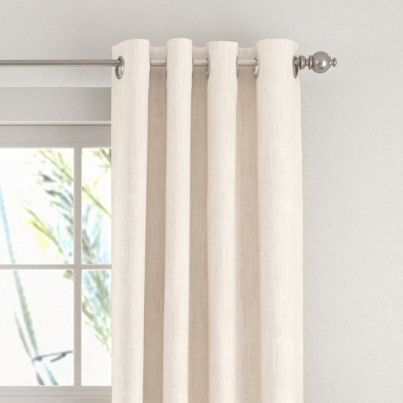 100% Blackout Textured Linen-Blend Grommet Curtain Set, Ivory, 50" W x 84" L