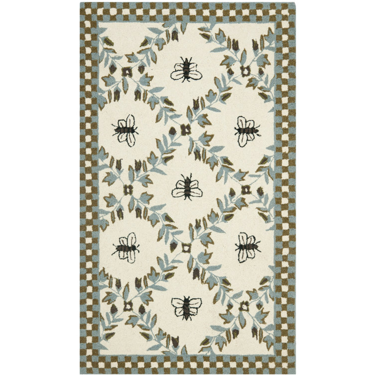 Hollander Floral Handmade Tufted Wool Ivory Area Rug