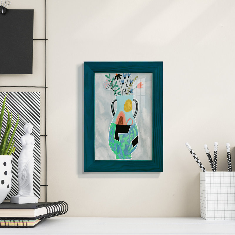 «Geesey Collage Vase I», encadré sur papier, H 8 po x l 6 po x P 1 po, Bleu