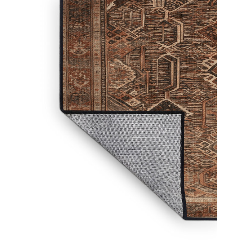 Machine Washable Persian Brown Area Rug, Round 7'