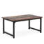 Bureau d'ordinateur brun patiné avec cadre en métal noir et rayures décoratives pour espaces de travail rustiques-1298486911