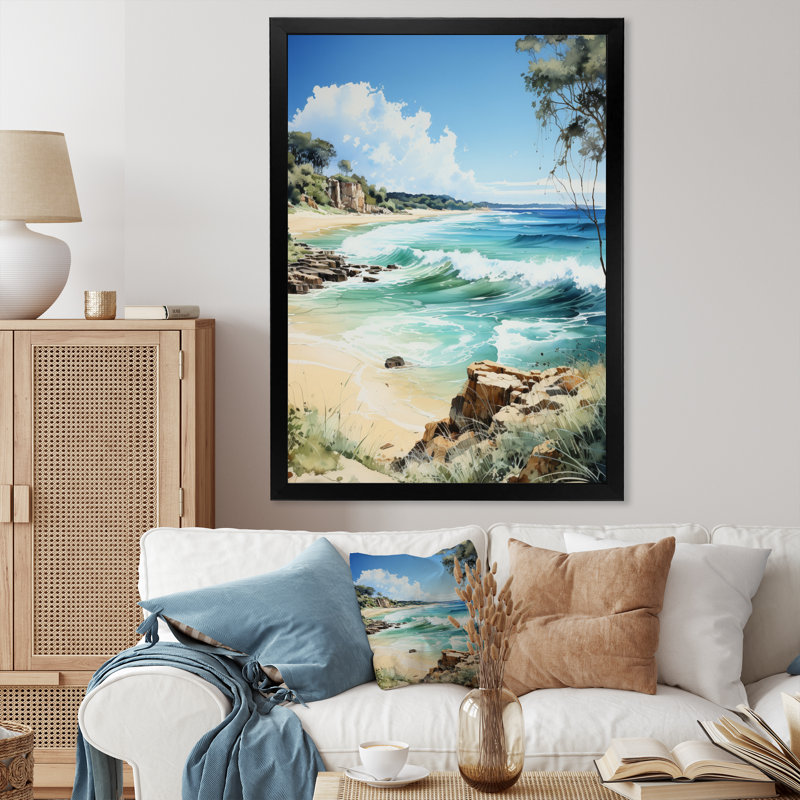 Australie, côte de Byron Bay - impression, Cadre simple noir, H 20 po x l 12 po x P 1 po