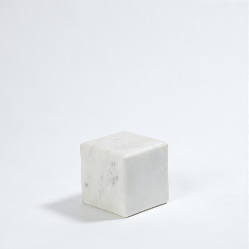 Mini piédestal / colonne montante en marbre, Blanc, H 5 po x l 5 po x P 5 po