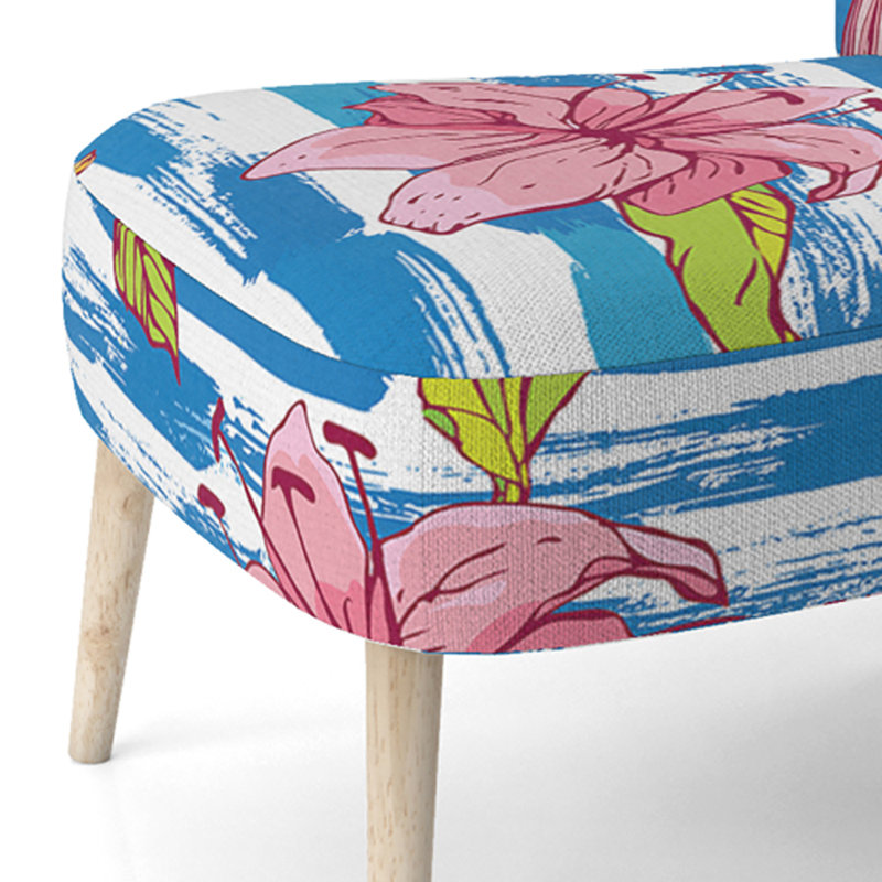 Chaise d'appoint rembourrée à motif grunge bleu et rouge