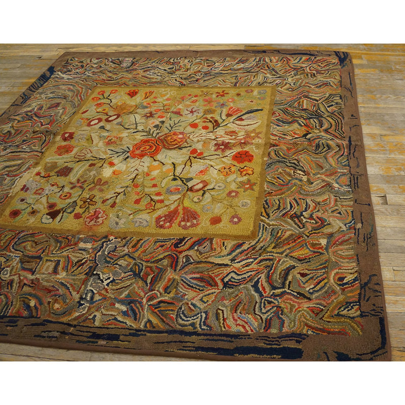 Antique American Hooked Rug Wool Multicolor