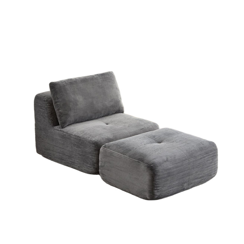 Canapé modulaire en mousse à mémoire de forme moderne modulaire Cloud compatible avec repose-pieds mobile et sans assemblage, gris