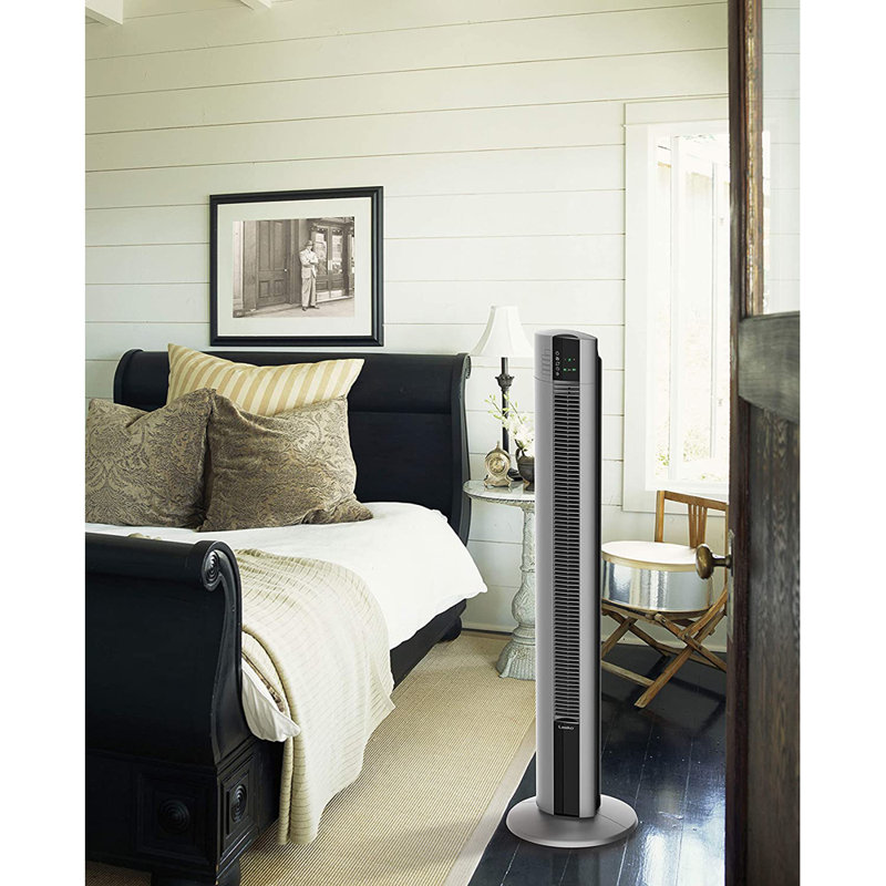 48 Tower Fan with Remote Control, 47.5" H x 12.5" W x 12.5" D, Grey