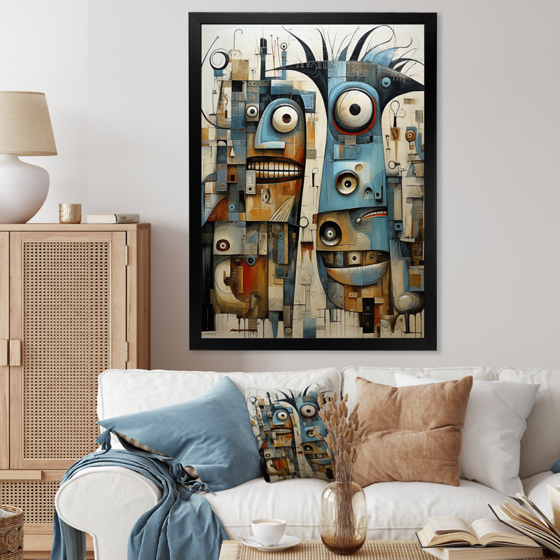 " Minimalist Monster Creatures I ", Black Single Picture Framed, 44" H x 34" W x 1.5" D
