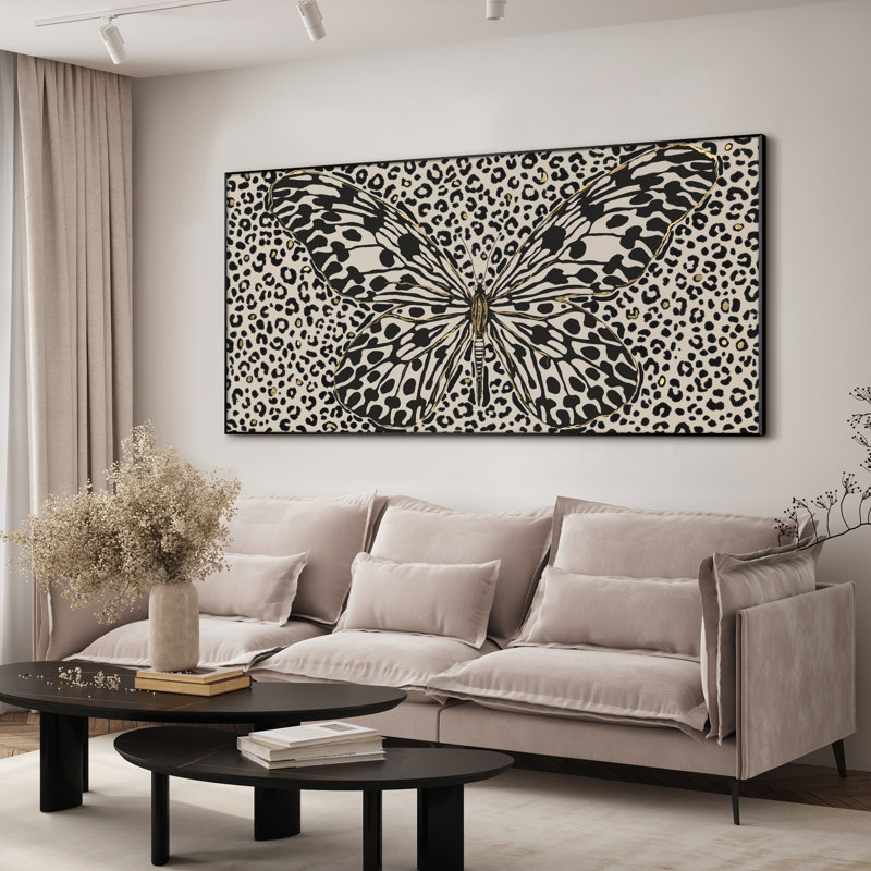 Imprimé léopard avec art décoratif papillon, H 24 po x l 46 po