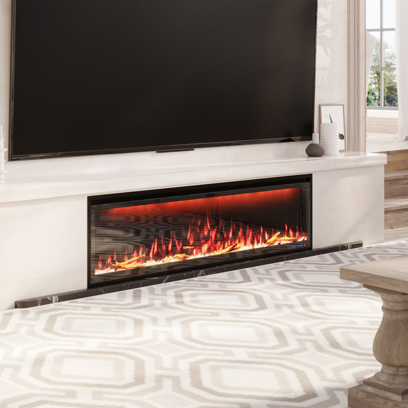 clihome Black Fireplace, 6.30" H x 60.12" W x 16.87" D