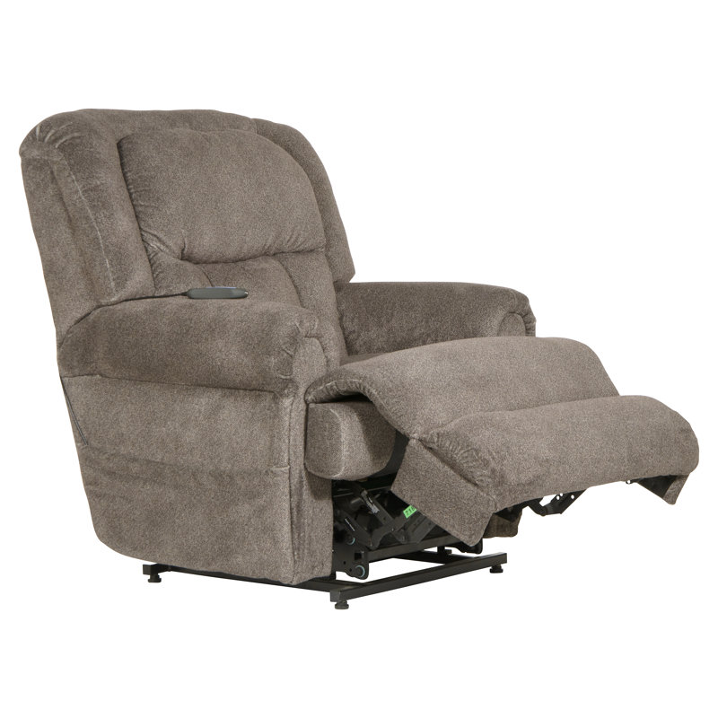Anariah Upholstered Dual Motor Power Lift Assist Recliner, Gray Polyester