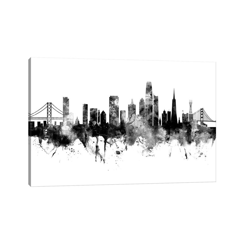 San Francisco California Skyline by Michael Tompsett - Print on Canvas, Wrapped Canvas, 20.32cm H x 30.48cm W x 1.91cm D