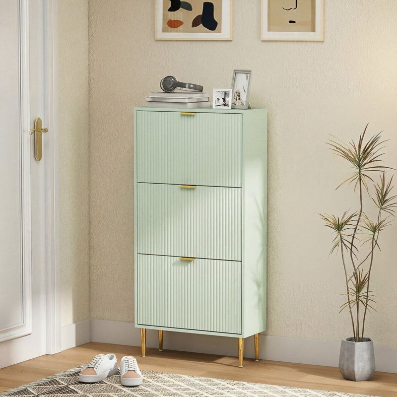 Shoe Storage, 122.5 cm H x 60 cm W x 24 cm D, Light Green