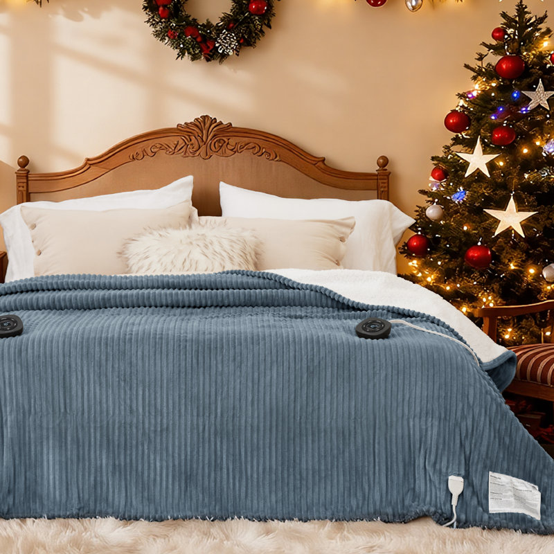 Electric Blanket, Soft Ribbed Flannel, Heating with 4 Time Settings, 6 Heat Levels, 3 hrs Timer Auto Shut Off, GentleSoft™