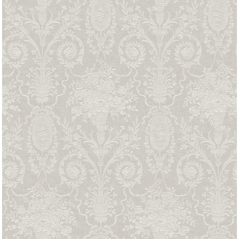 Seabrook Designs Brynn Tonal Bouquets Unpasted Wallpaper, Smoke